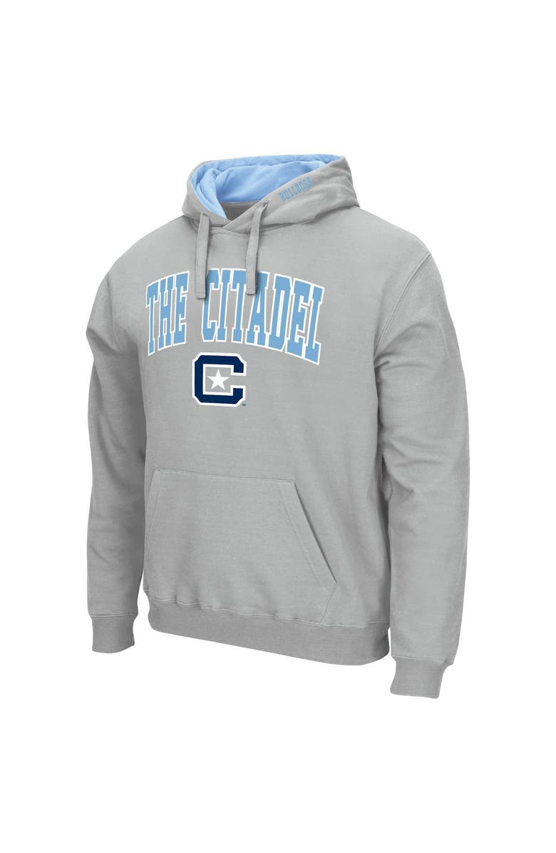 COLOSSEUM Men's Colosseum Gray Citadel Bulldogs Arch & Logo 3.0 Pullover Hoodie, Alternate, color, Gray
