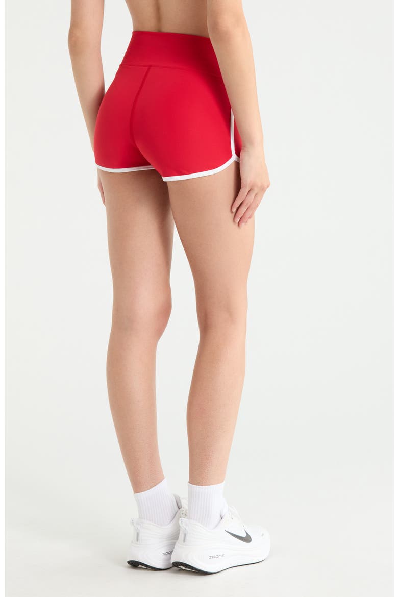 Sporty High Waist Shorts, Alternate, color, CHERRY/WHITE