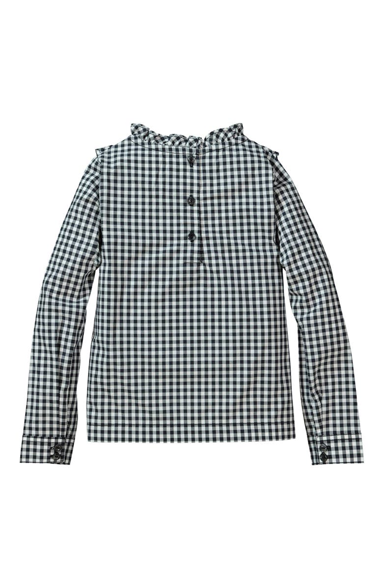 Hope & Henry Baby Girls' Ruffle Yoke Blouse, Infant, Alternate, color, Black & White Buffalo Plaid