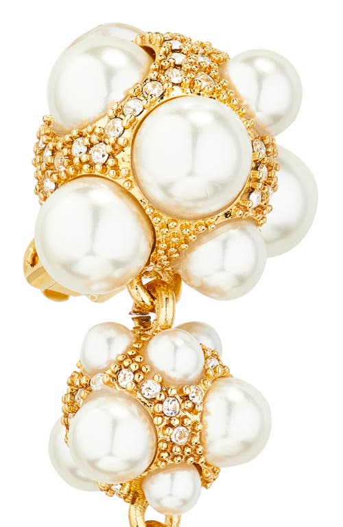 Oscar De La Renta Faux Pearl Pavé Cluster Triple Drop Earrings In Gold