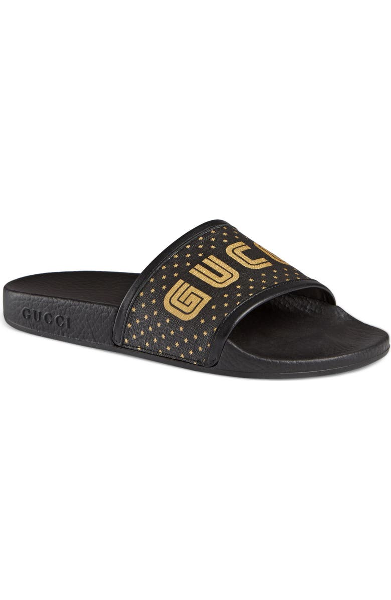 Gucci Pursuit Guccy Logo Slide Sandal, Main, color,