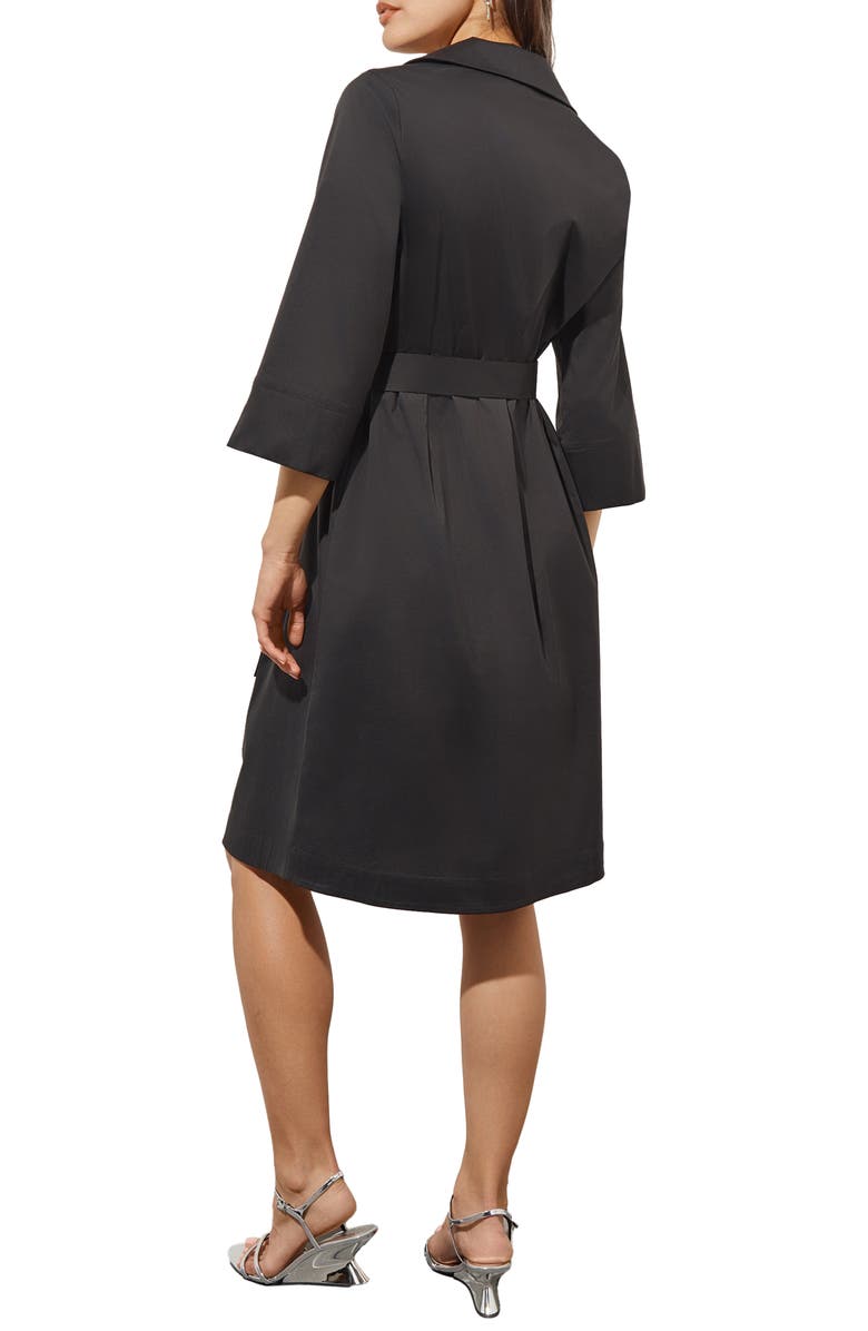 Ming Wang Stud Detail Cotton Blend Shirtdress, Alternate, color, Black