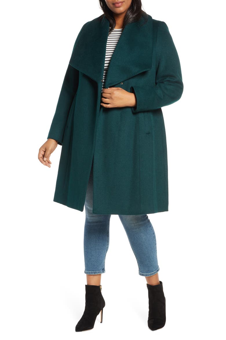 Slick Wool Blend Wrap Coat, Main, color, PETROLEUM