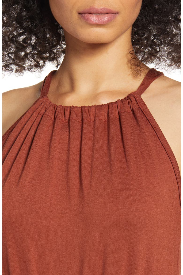 Flounce Hem Halter Dress, Alternate, color, HAZELNUT