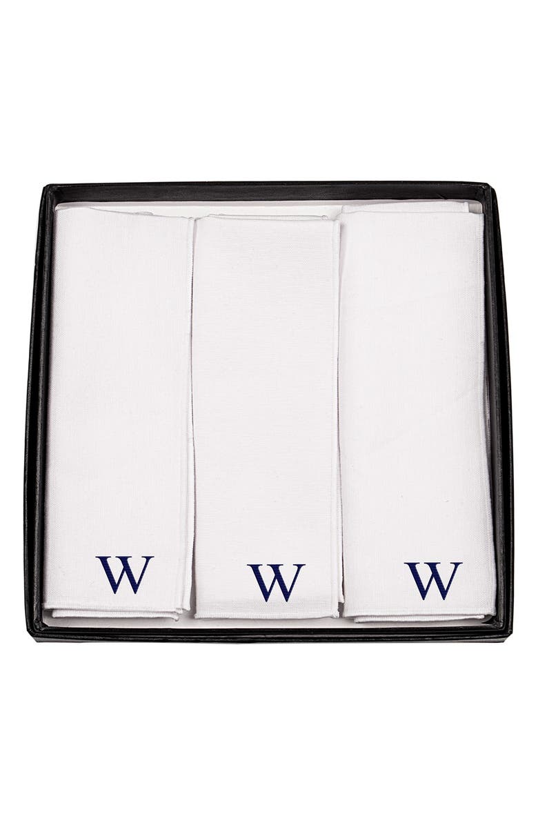 Cathy's Concepts Set of 3 Monogram Cotton Pocket Squares, Alternate, color, 