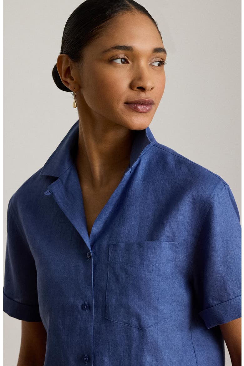 Tissue Linen Button-Up Camp Shirt, Alternate, color, INKY PURPLE