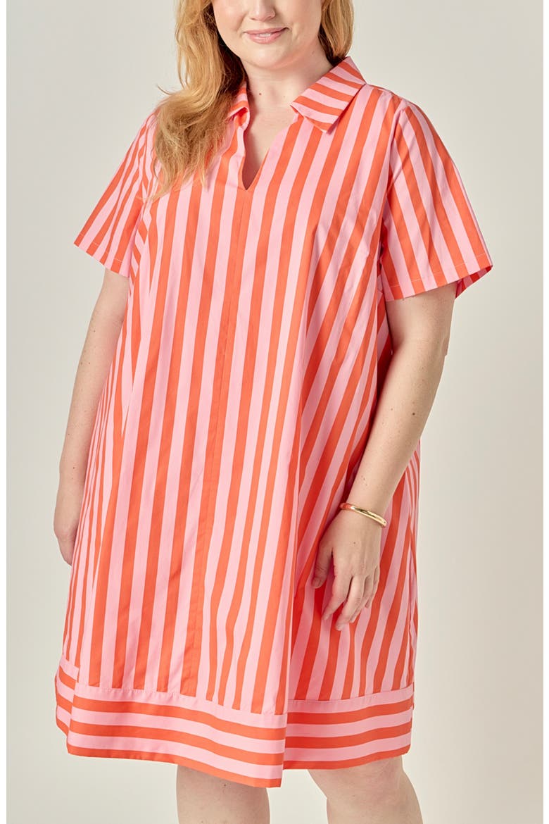 Striped Jacquard Shirt Dress, Alternate, color, PINK/ ORANGE
