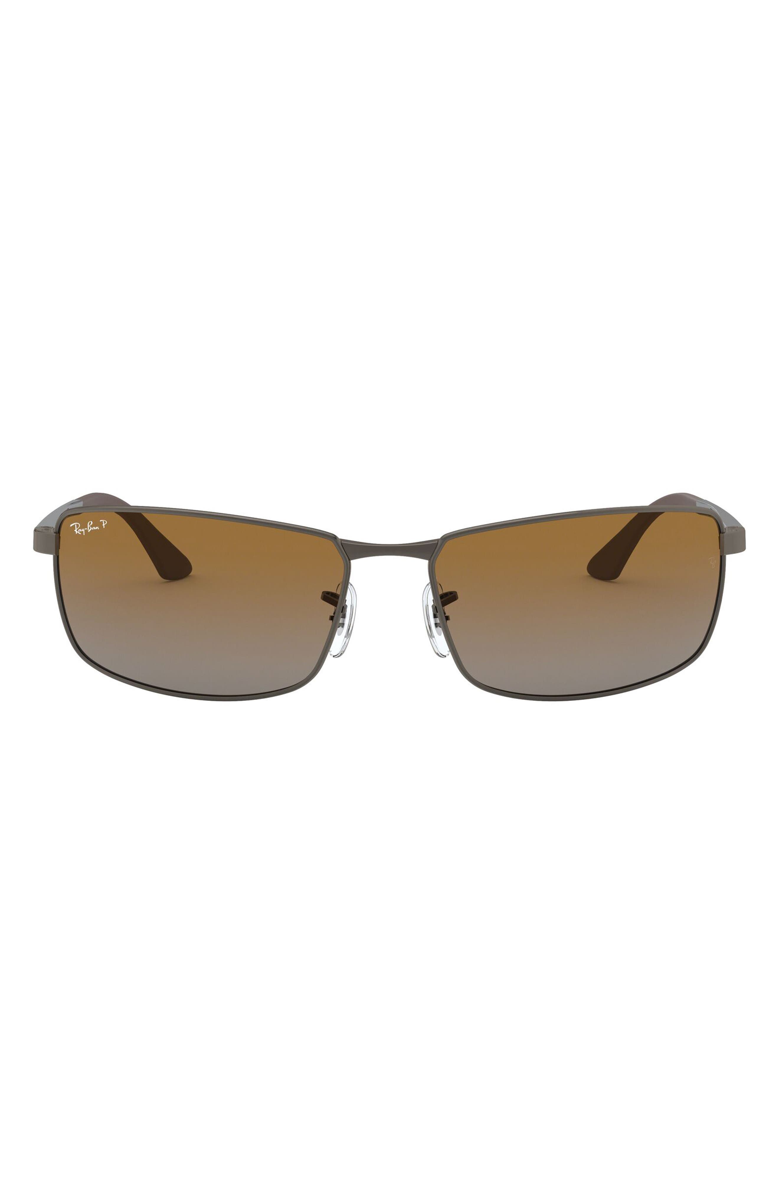Ray-Ban 61mm Gradient Polarized Rectangle Sunglasses