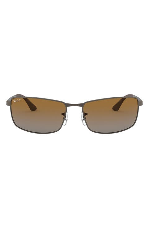 61mm Gradient Polarized Rectangle Sunglasses