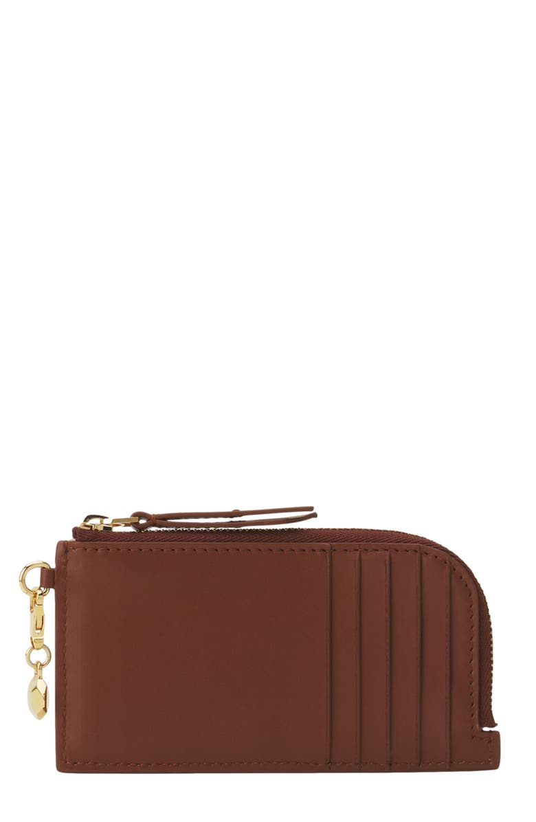 Lanvin Catch By Lanvin Leather Cardholder, Alternate, color, Chestnuts