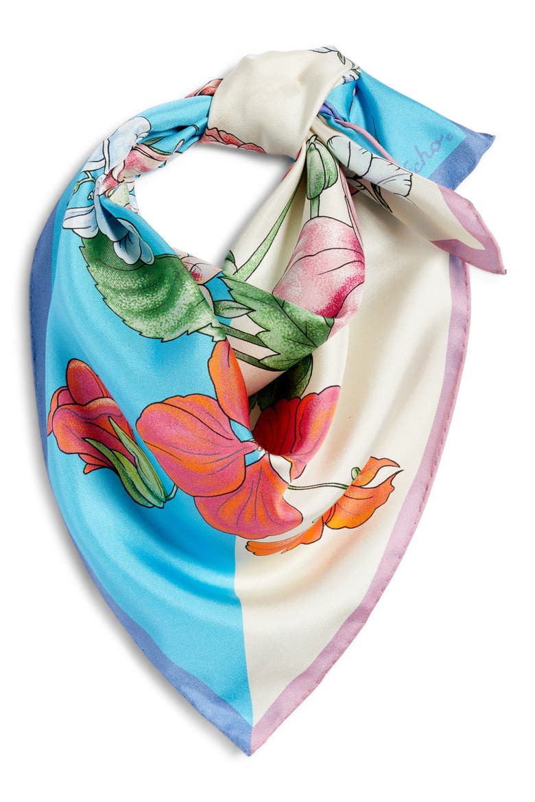 Seasons Summer Series Silk Bandana Scarf, Alternate, color, BLUE MULTI