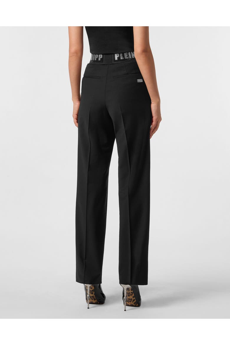 Wool Classic Trousers Elastic Band Crystal Women, Alternate, color, black