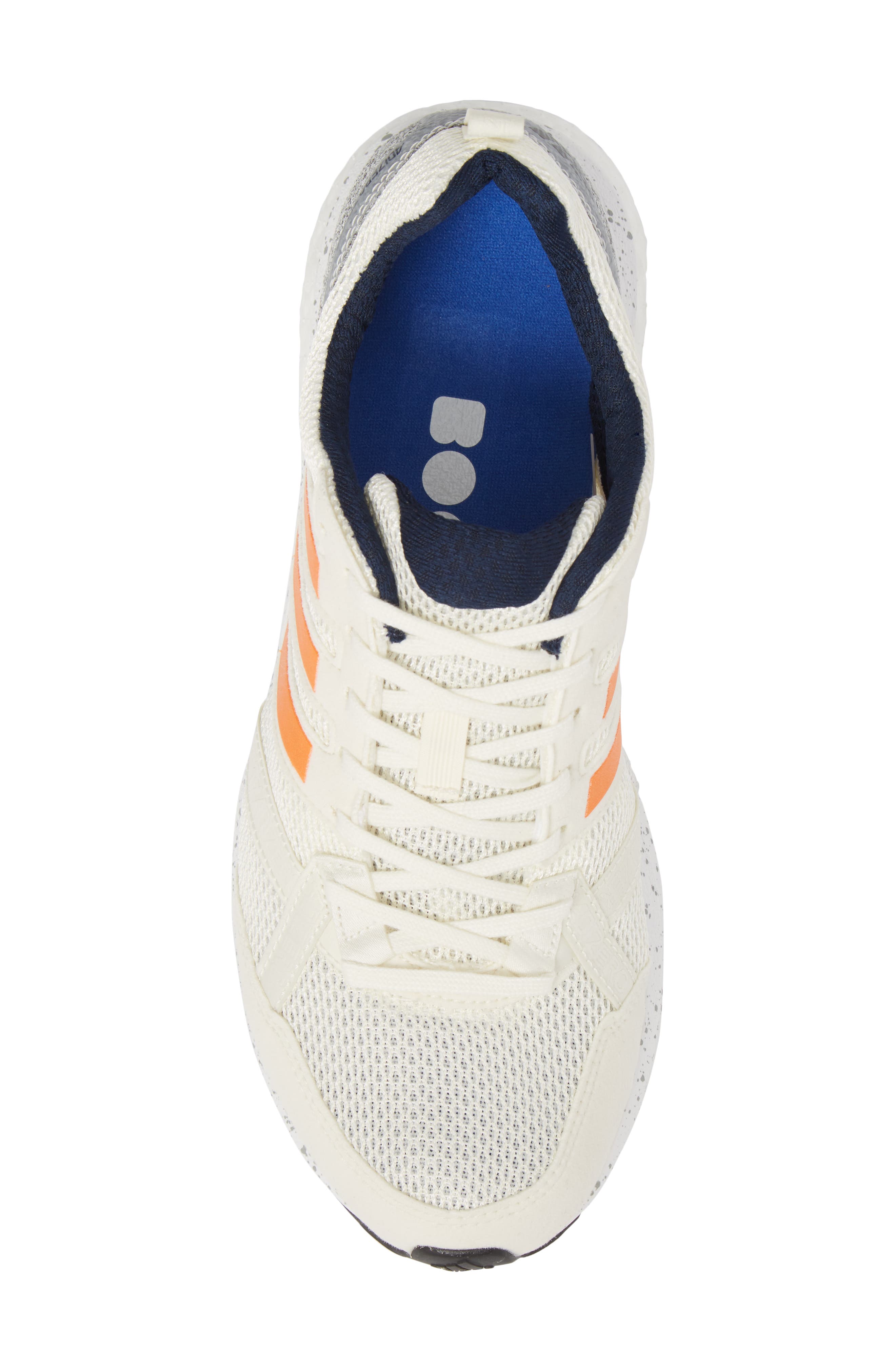 Adizero Tempo 9 M Running Shoe, Alternate, color, OFF WHITE / ORANGE / NAVY