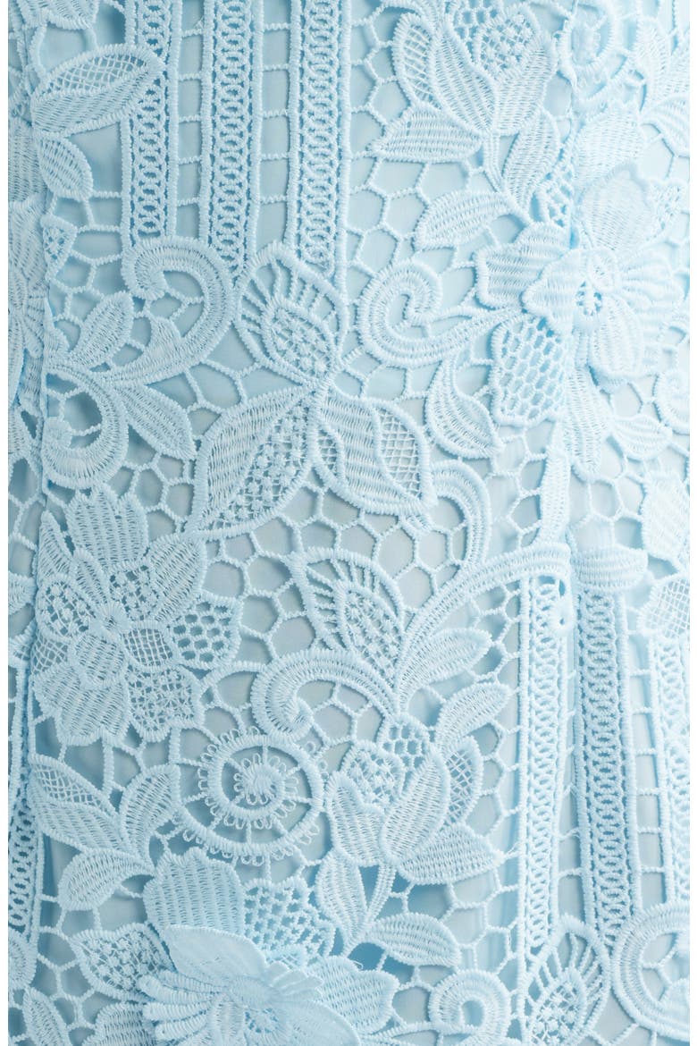 Floral Appliqué Lace Sheath Dress, Alternate, color, BLUE