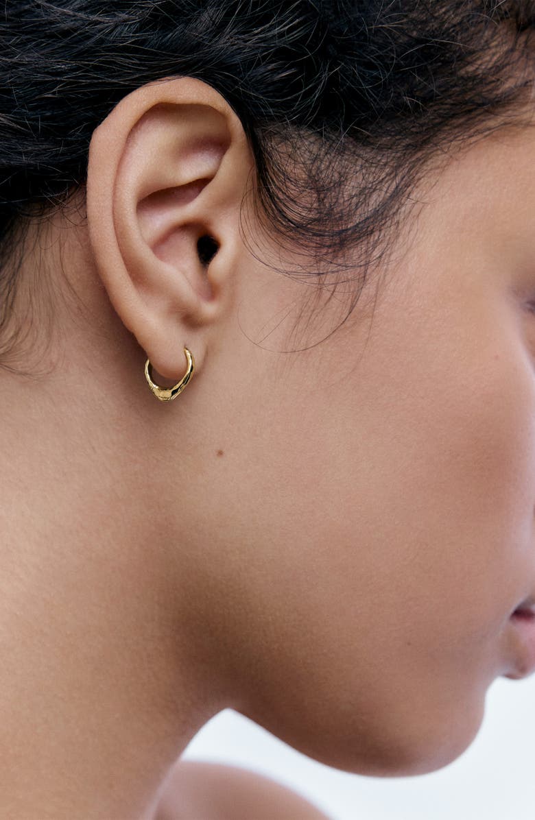 Monica Vinader Siren Tapered Huggie Hoop Earrings, Alternate, color, 18K Gold Vermeil