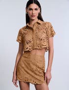 BCBGMAXAZRIA Eyelet Button Down Polo