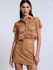 BCBGMAXAZRIA Eyelet Button Down Polo