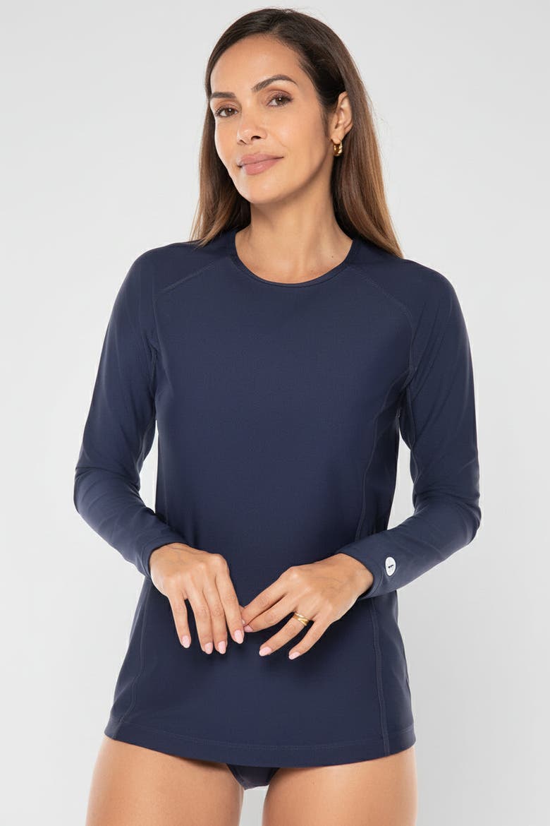 Women's Hightide Long Sleeve Swim Shirt, UPF 50+ Sun Protection, Main, color, Navy