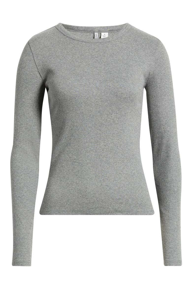 Ribbed Crewneck Long Sleeve T-Shirt, Main, color, GREY DARK HEATHER