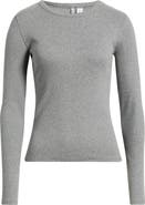 Nordstrom Ribbed Crewneck Long Sleeve T-Shirt