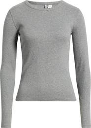 Nordstrom Ribbed Crewneck Long Sleeve T-Shirt