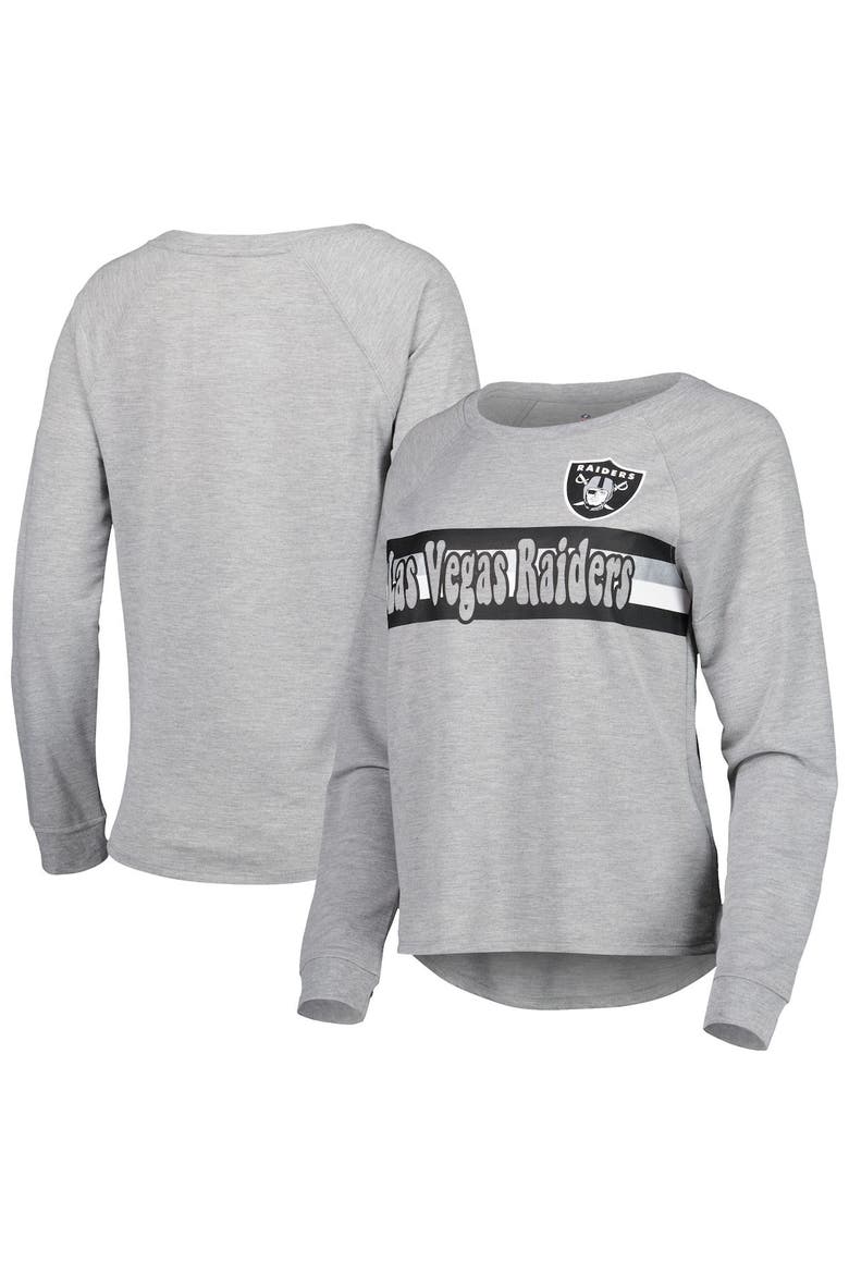 Juniors Heathered Gray Las Vegas Raiders All Striped Up Raglan Long Sleeve T-Shirt, Main, color, Heather Gray