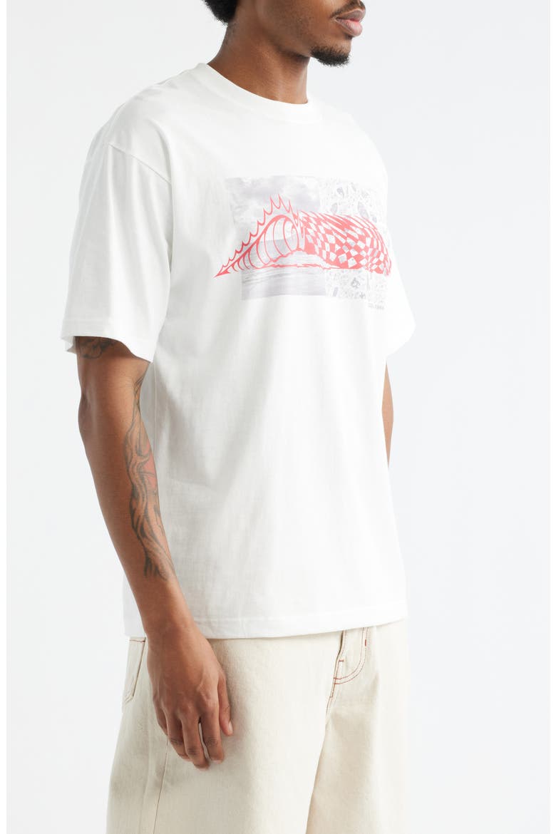 Wave Check Cotton Graphic T-Shirt, Alternate, color, WHITE
