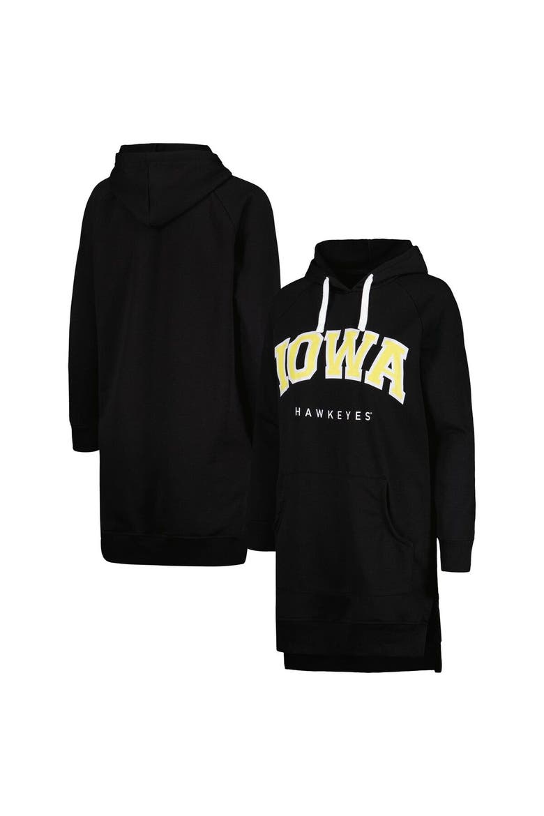Women's Gameday Couture Black Iowa Hawkeyes Take a Knee Raglan Hooded Sweatshirt Dress, Main, color, Black