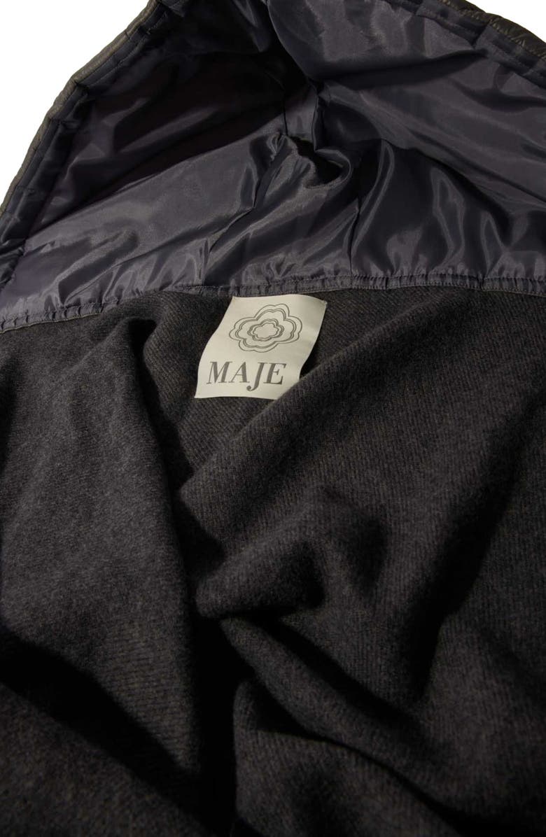 maje Hooded wool poncho, Alternate, color, 