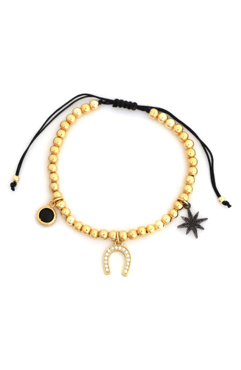 Adjustable Beaded Charm Bracelet