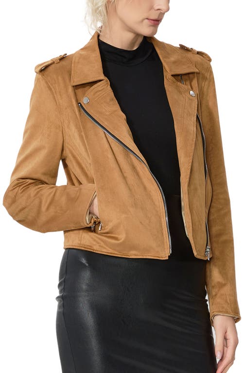 Kimi & Kai Willa Faux Suede Moto Jacket In Brown