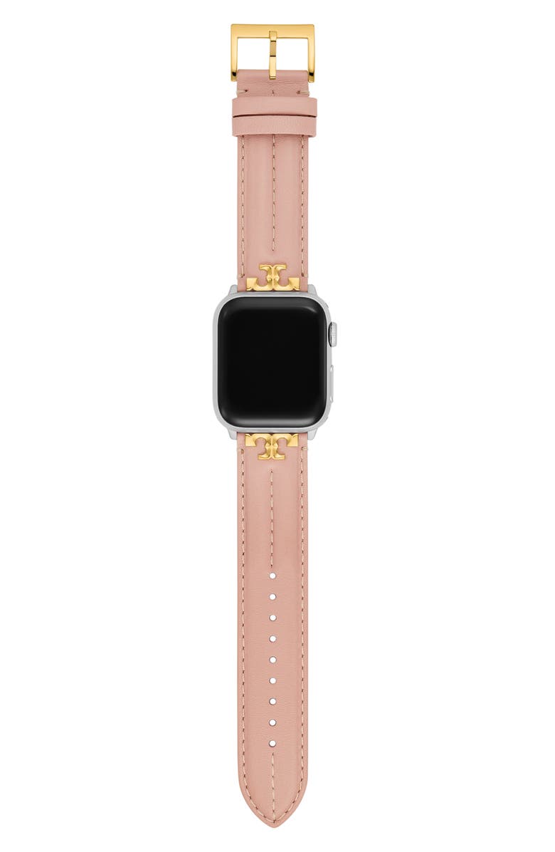 Tory Burch Kira Leather Apple Watch<sup>®</sup> Watchband, Alternate, color, 