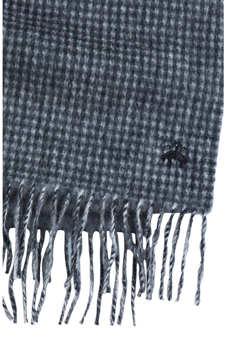 Houndstooth Wool & Cashmere Blend Fringe Scarf, Alternate, color, BLACK/ GREY