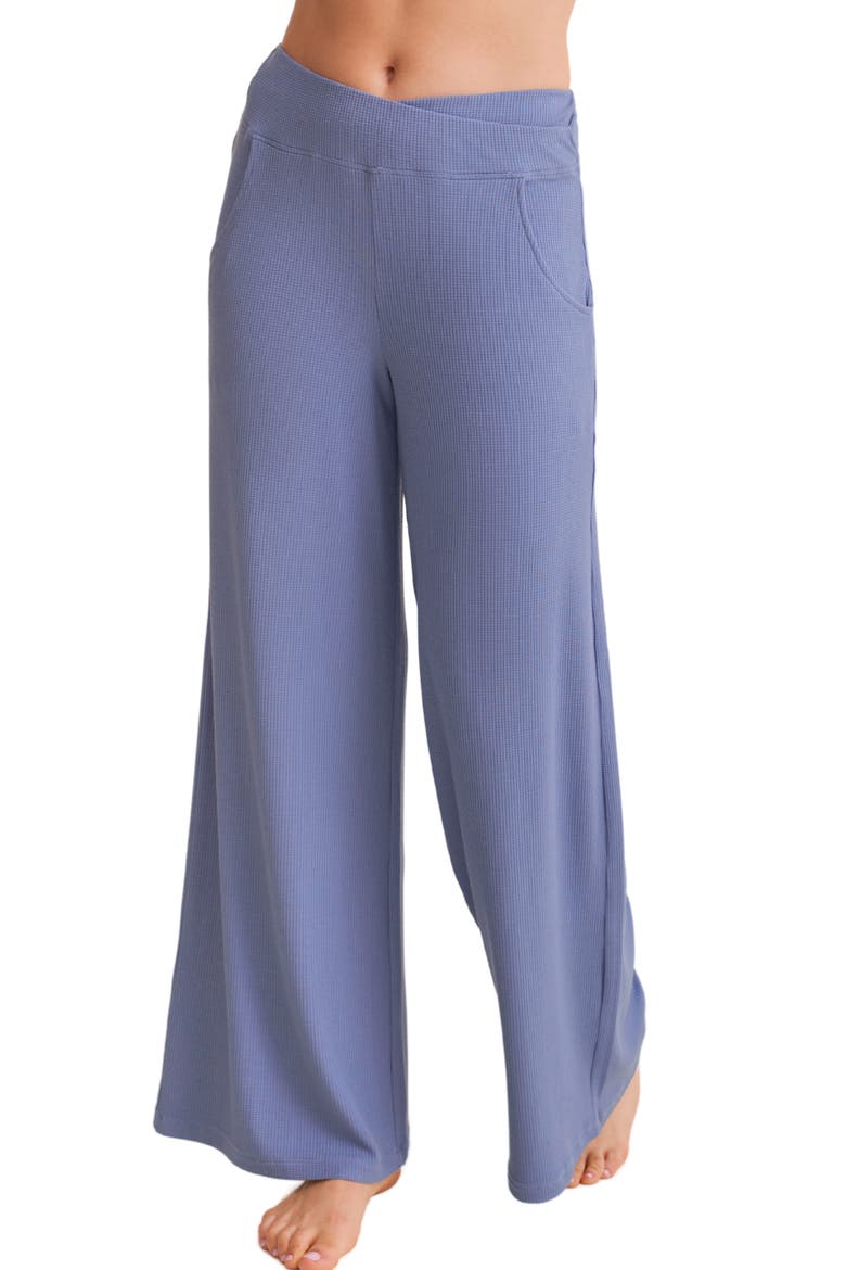 Wide Leg Lounge Pants, Main, color, DENIM WAFFLE
