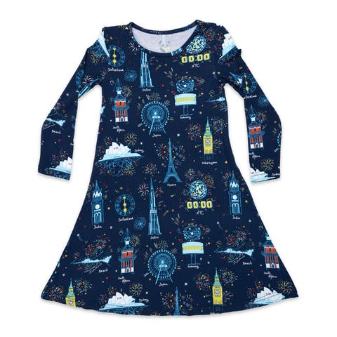 Kids' New Year's Worldwide Countdown Long Sleeve Dress (Baby)