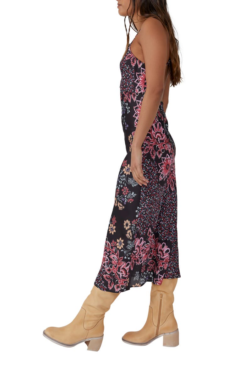 Your Better Side Floral Midi Slipdress, Alternate, color, BLACK COMBO