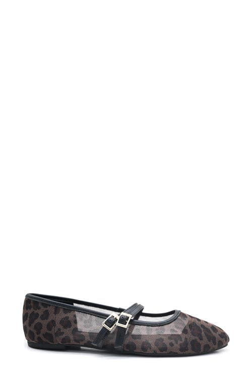 Kenneth Cole Mackenzie Mary Jane Flat In Leopard Mesh