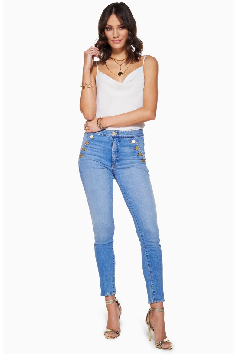 Helena Button Detail Ankle Skinny Jeans, Alternate, color, LIGHT WASH
