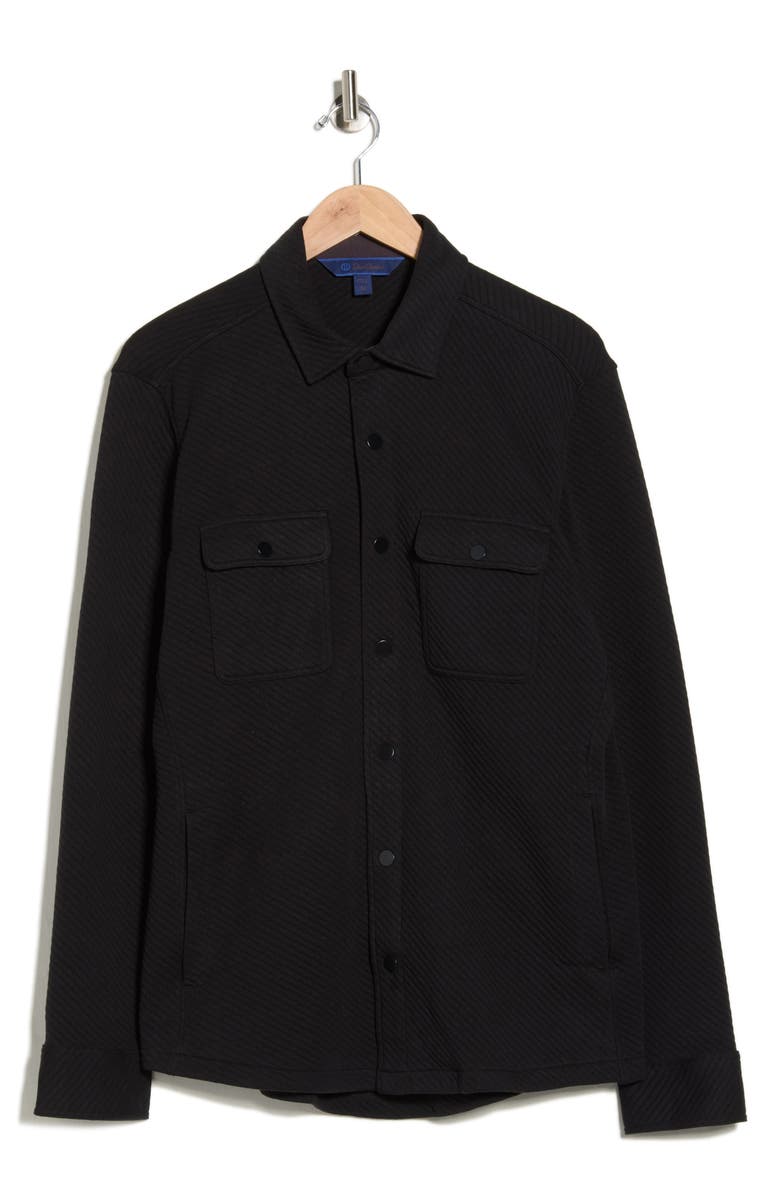 David Donahue Quilted Cotton Overshirt, Alternate, color, Black