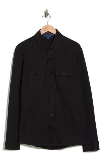 David Donahue Quilted Cotton Overshirt In Black
