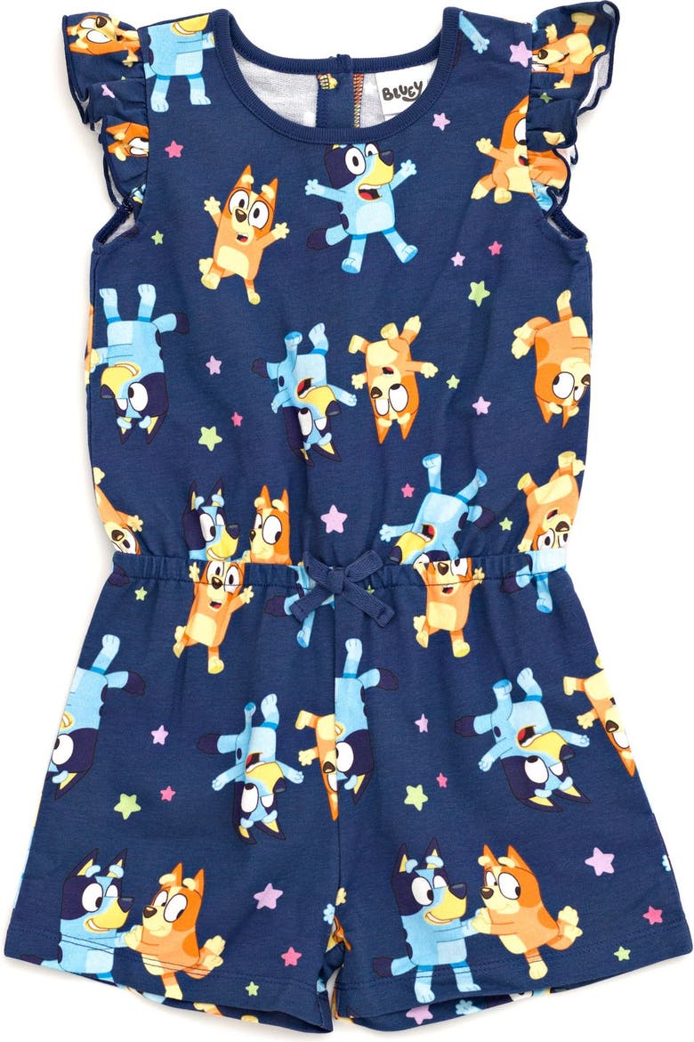 Sleeveless Skater Romper, Main, color, Bluey Bingo Navy