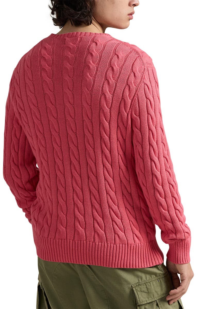 Polo Ralph Lauren Cable Stitch Cotton Crewneck Sweater, Alternate, color, Pale Red