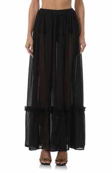 AFRM Allegra Rhinestone Chiffon Maxi Skirt