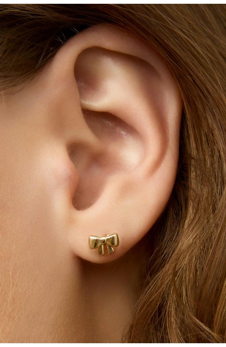 Oradina 14K Yellow Gold Bow Studs Earrings, Alternate, color, Yellow Gold
