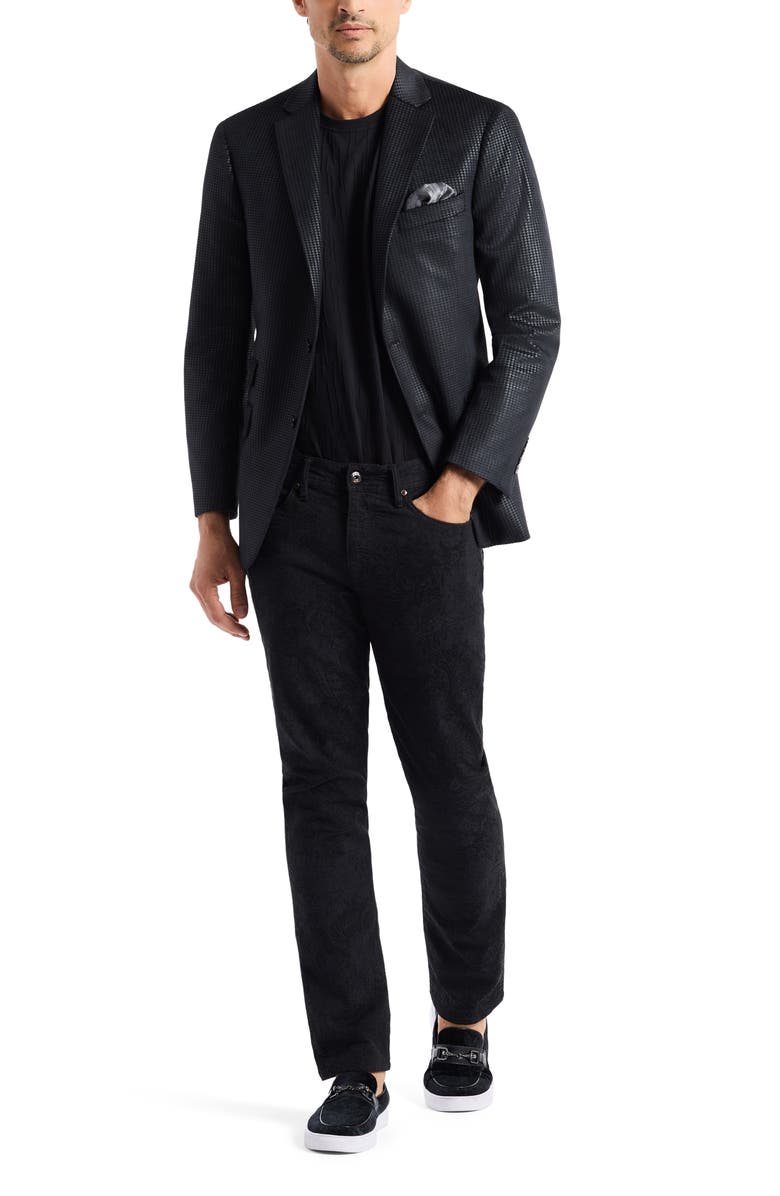 Robert Graham Colden Black Velvet Houndstooth Sport Coat, Alternate, color, Black