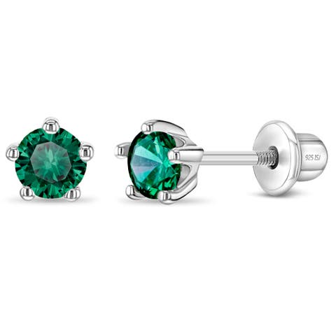 Classic Cubic Zirconia Birthstone Solitaire Earrings