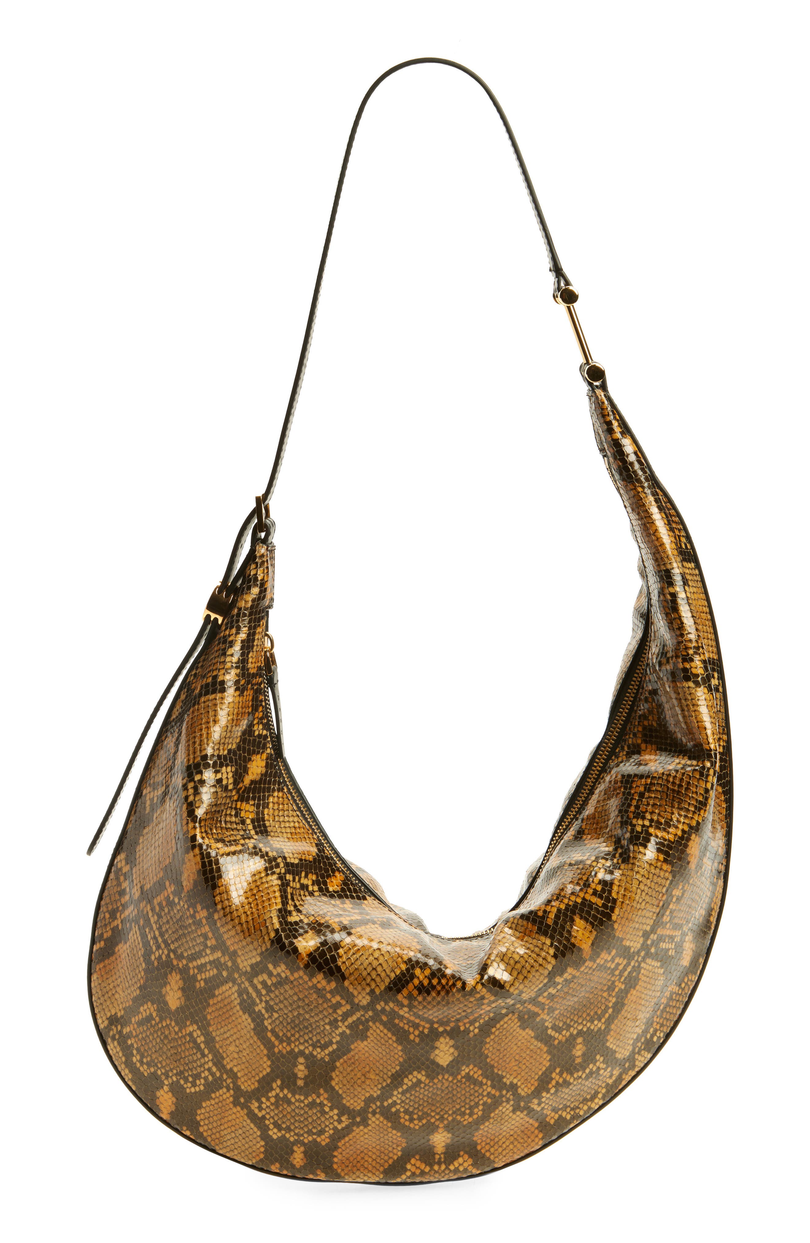 Marni Small Dot Python Print Hobo Bag, Main, color, Amber