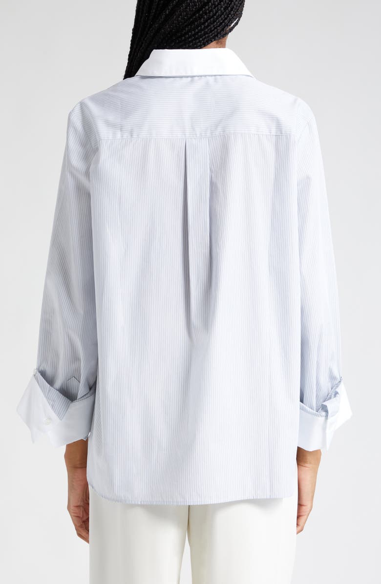 TWP Pinstripe Cotton Poplin Button-Up Shirt, Alternate, color,