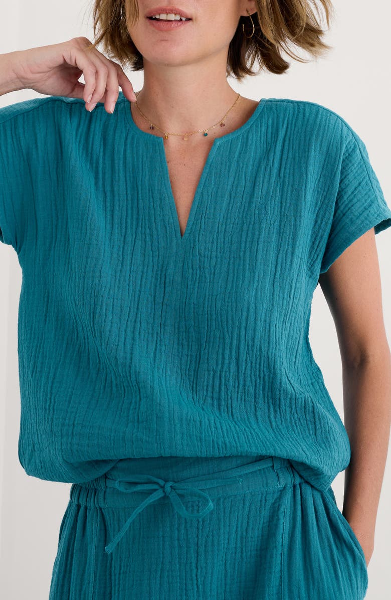 Seasalt Cornwall Landscape Organic Cotton Gauze Top, Main, color, Dark Drift