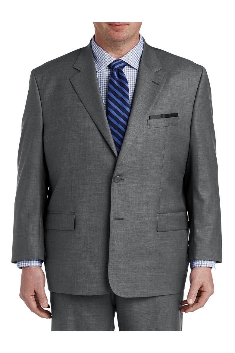 Big & Tall Jacket-Relaxer Sharkskin Suit Jacket, Main, color, GREY
